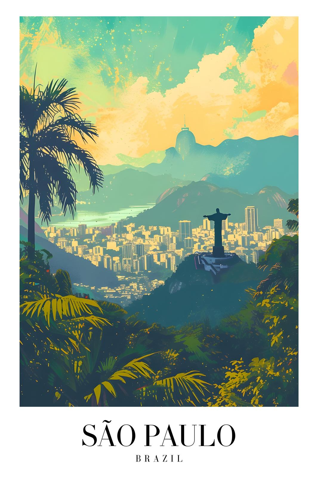 São Paulo Cityscape & Christ the Redeemer Wall Art