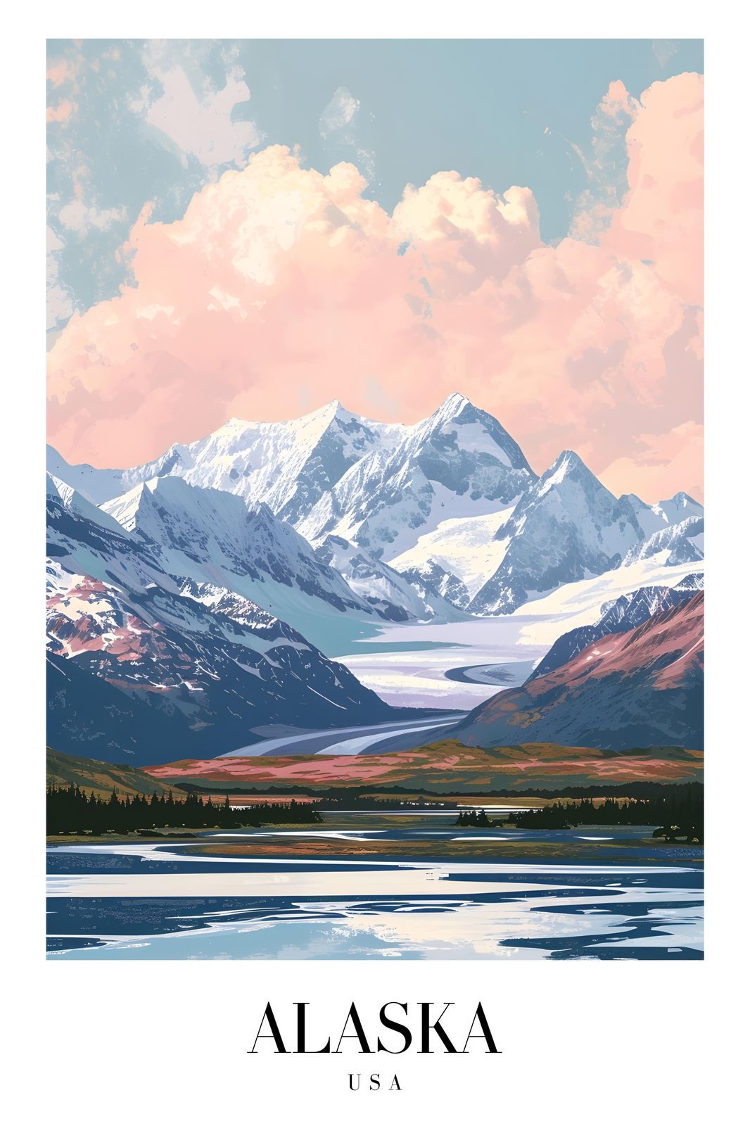 Majestic Alaska Mountains & Glacier Wall Art