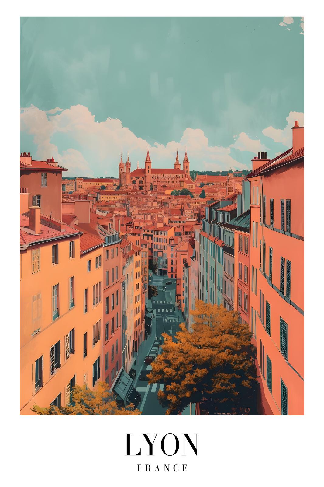 Lyon Cityscape Wall Art - France Travel Art