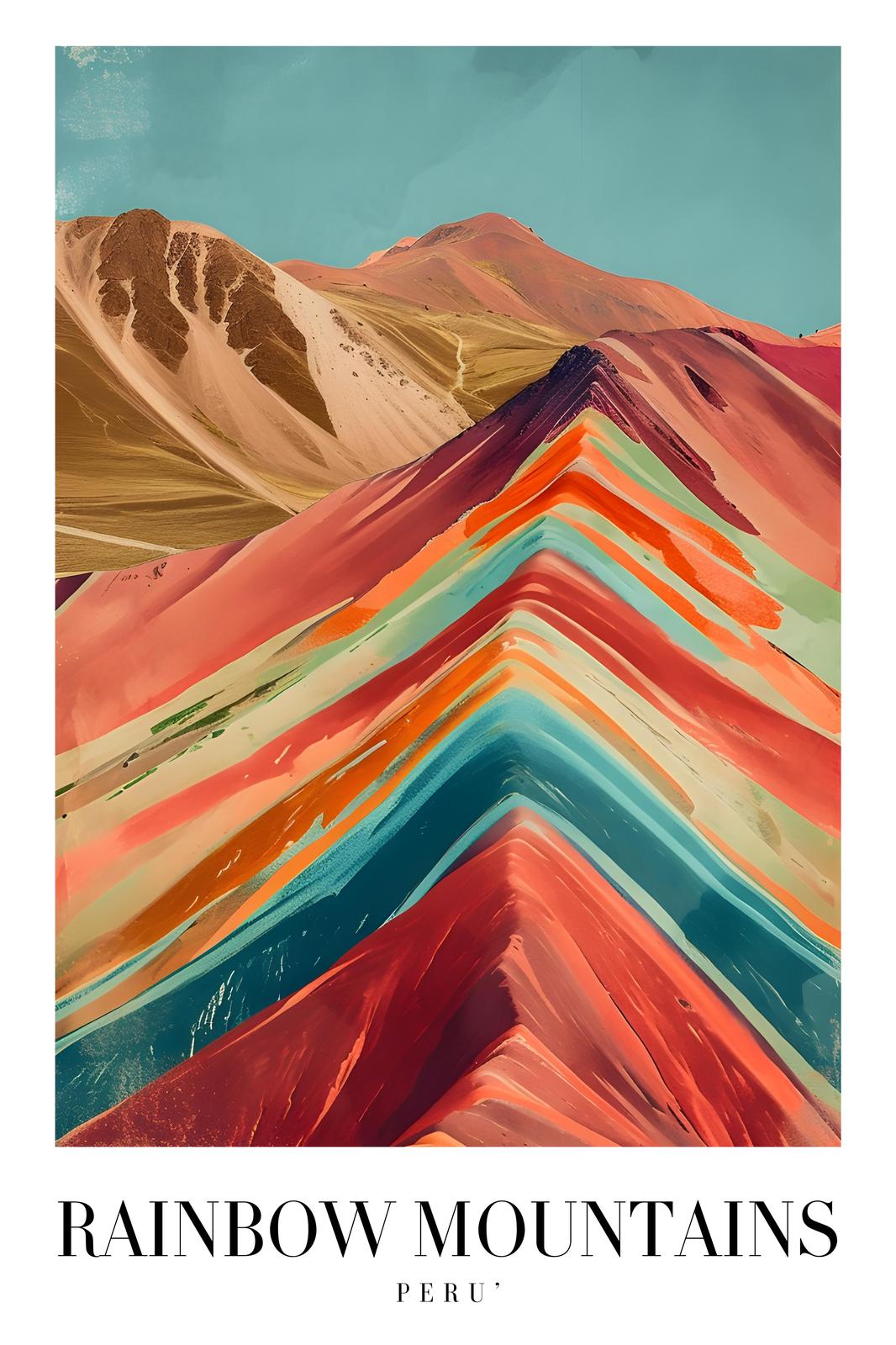 Vibrant Rainbow Mountains Peru Wall Art