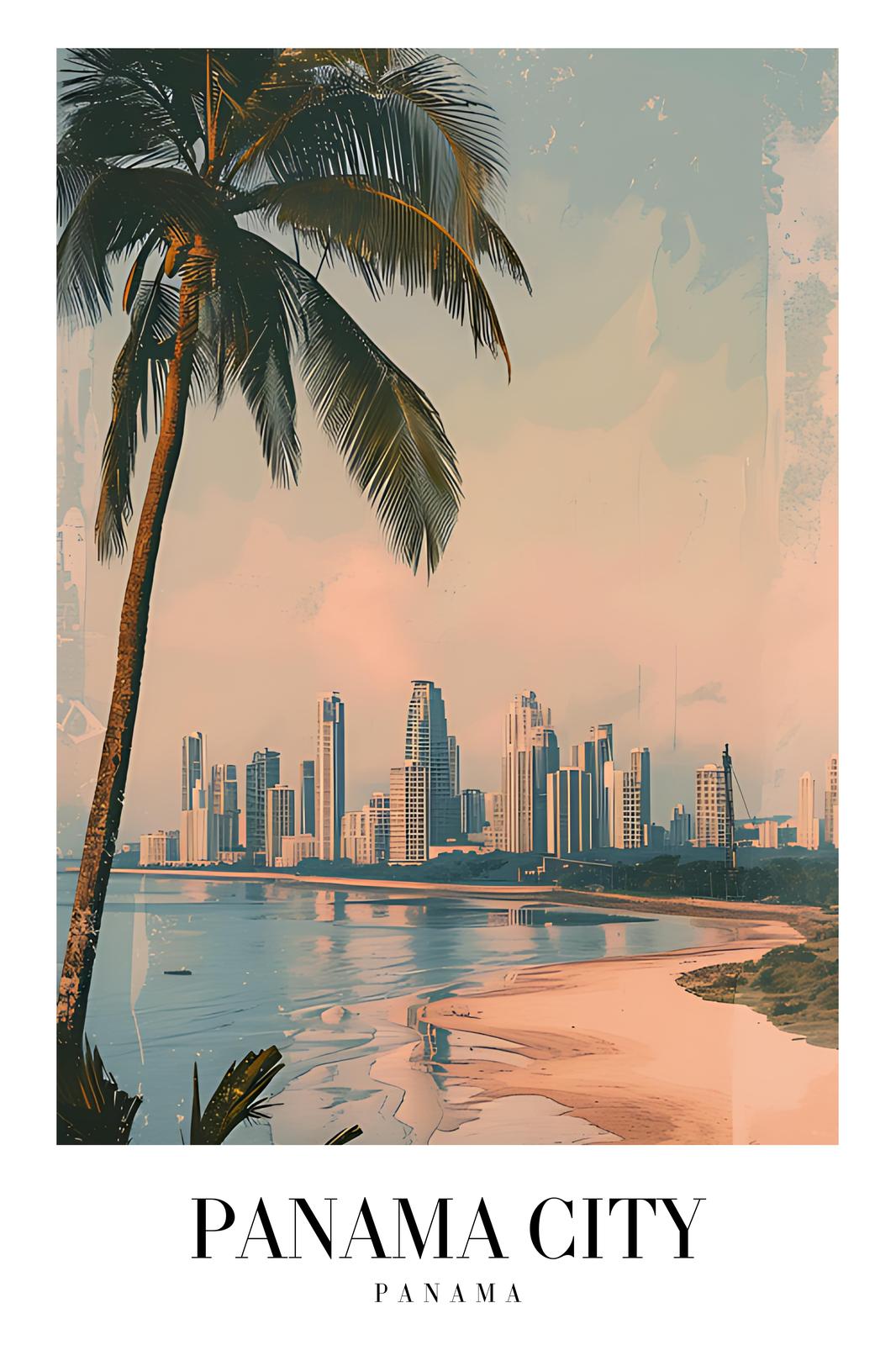 Tropical Panama City Beach Skyline Wall Art