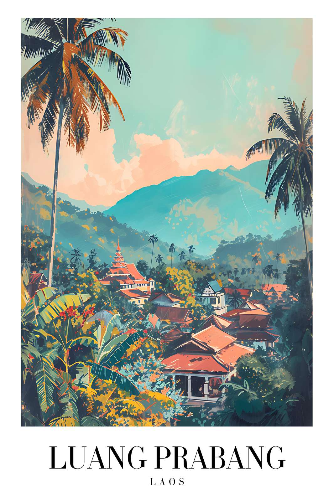 Luang Prabang Tropical Village Wall Art
