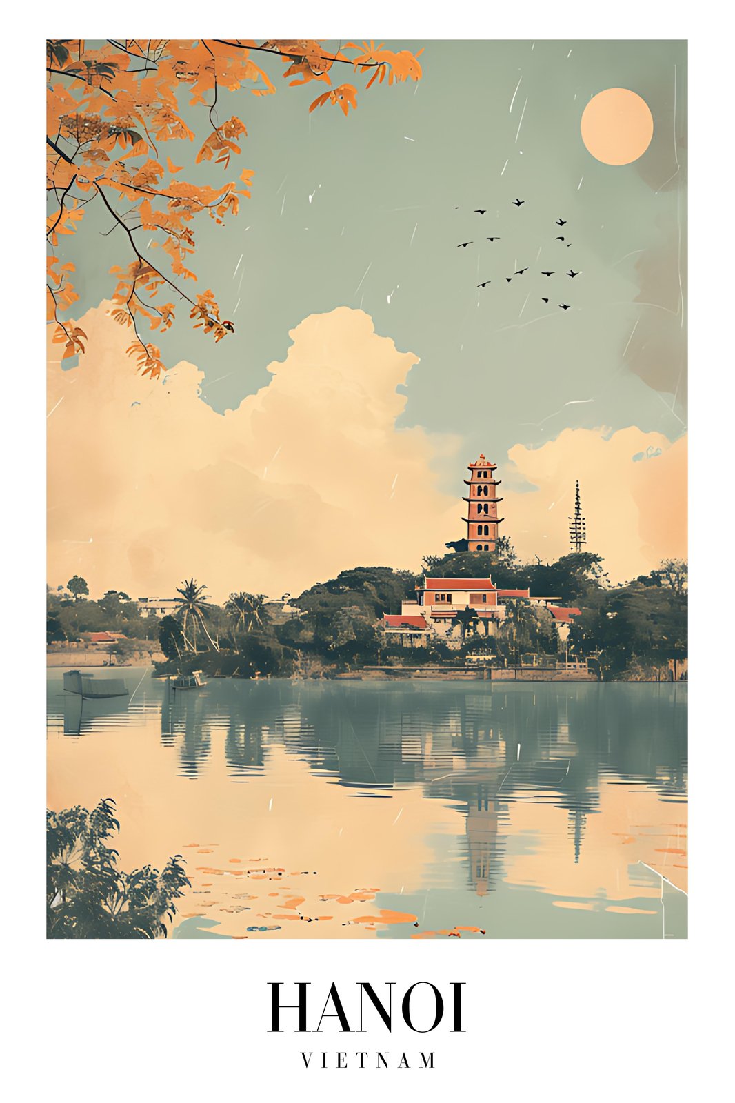 Hanoi Pagoda Serenity Wall Art
