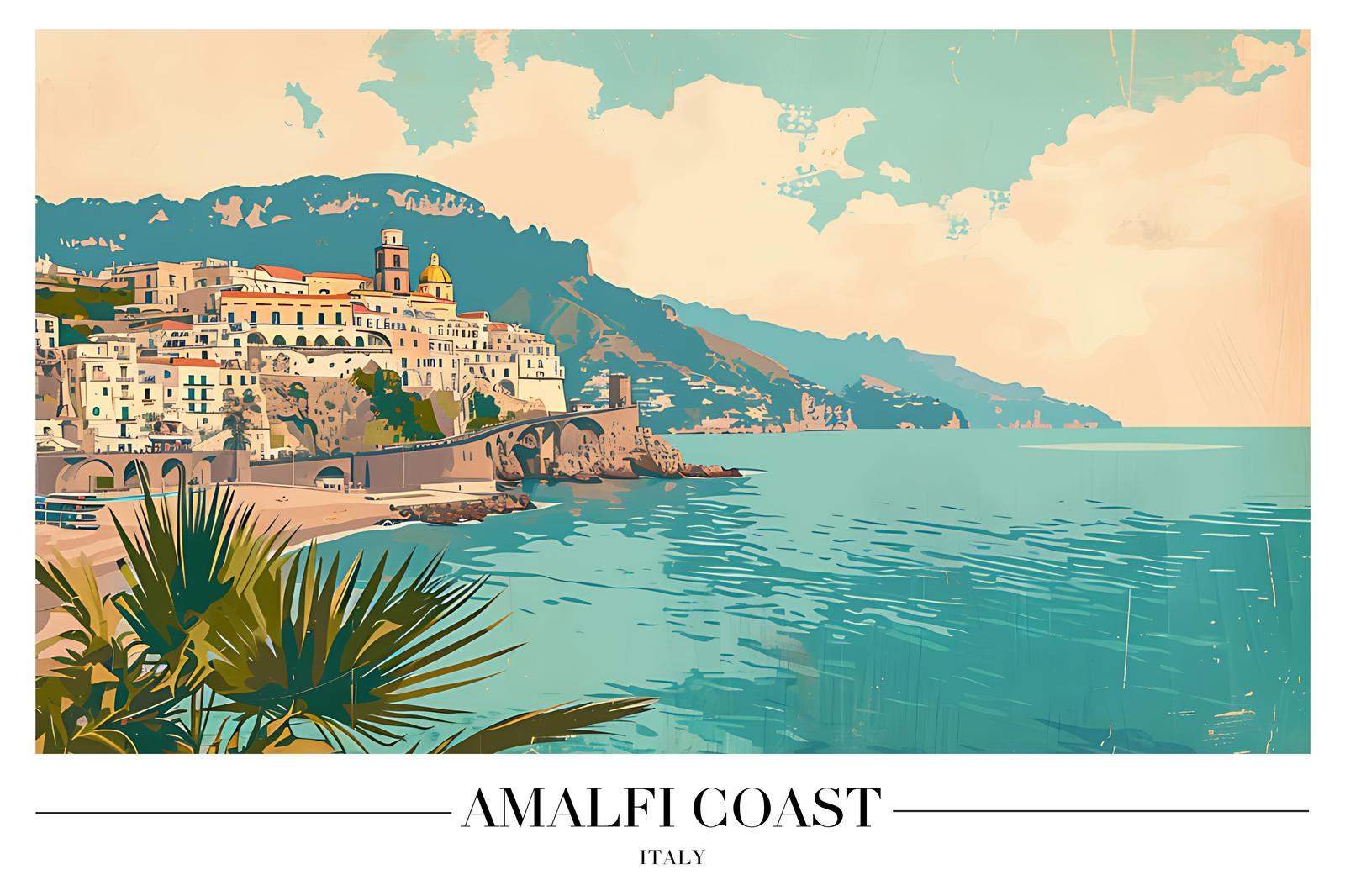 Amalfi Coast Vintage Travel Art Wall Art