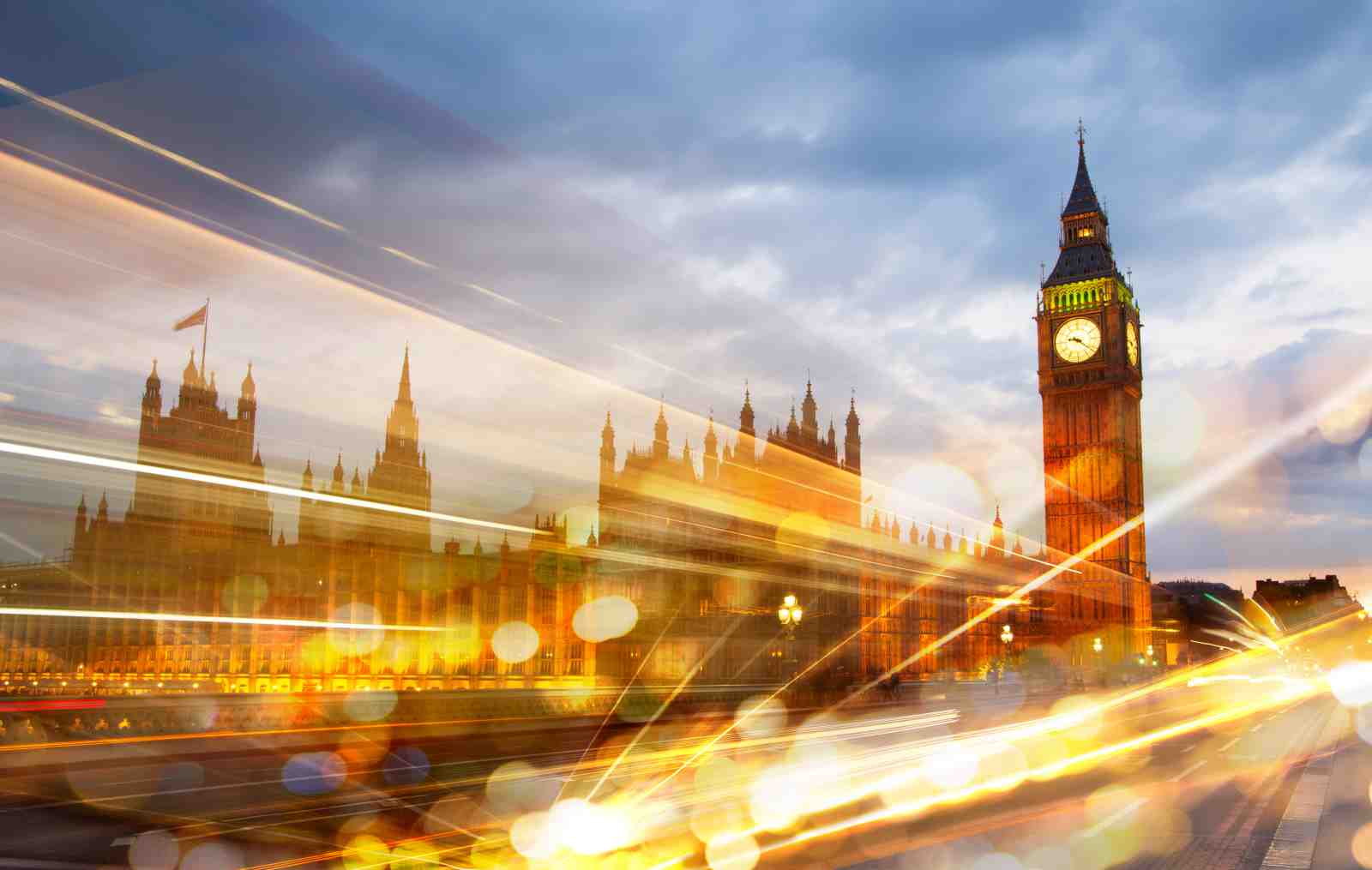 London Cityscape Big Ben Light Streaks Wall Art