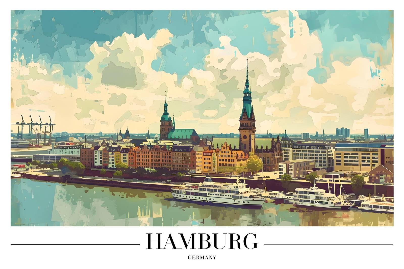 Vibrant Hamburg Skyline Wall Art