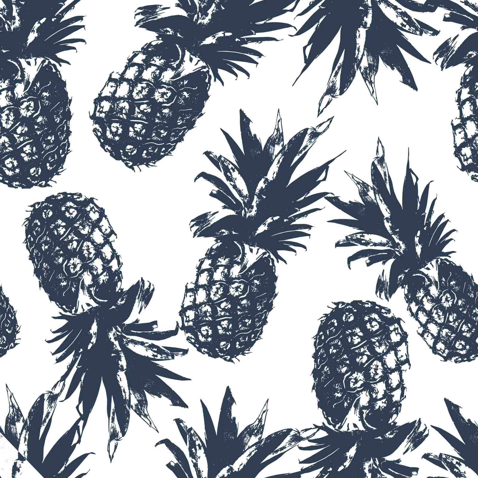 Chic Navy Pineapple Tropical Wall Art
