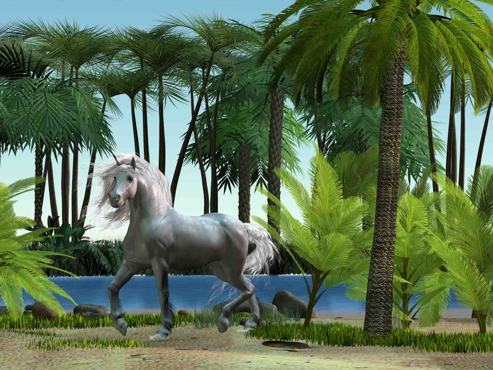 Majestic Unicorn Tropical Jungle Wall Art
