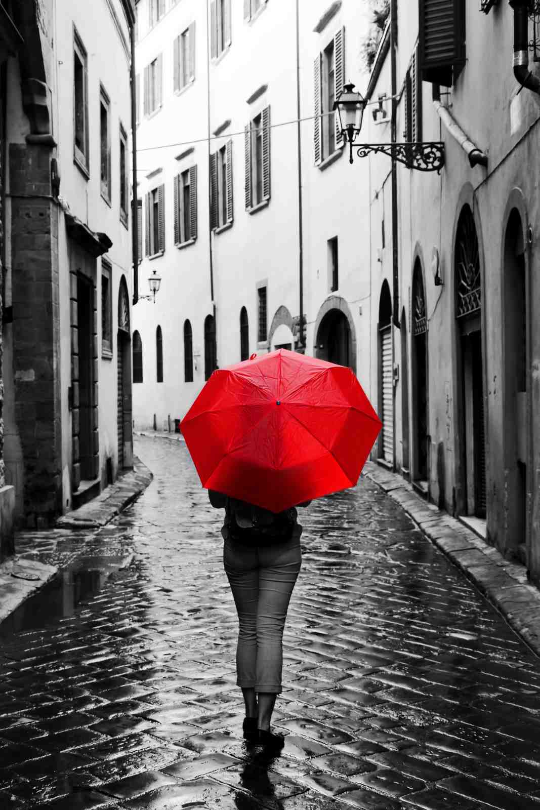 Red Umbrella Alley Paris Wall Art