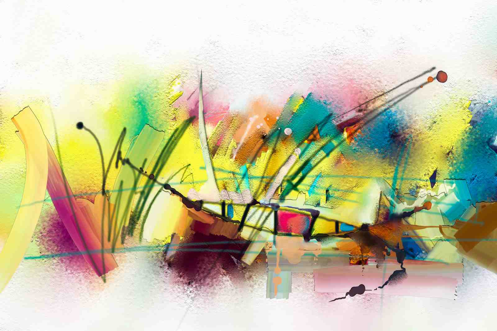 Abstract Expressionist Yellow Floral Wall Art