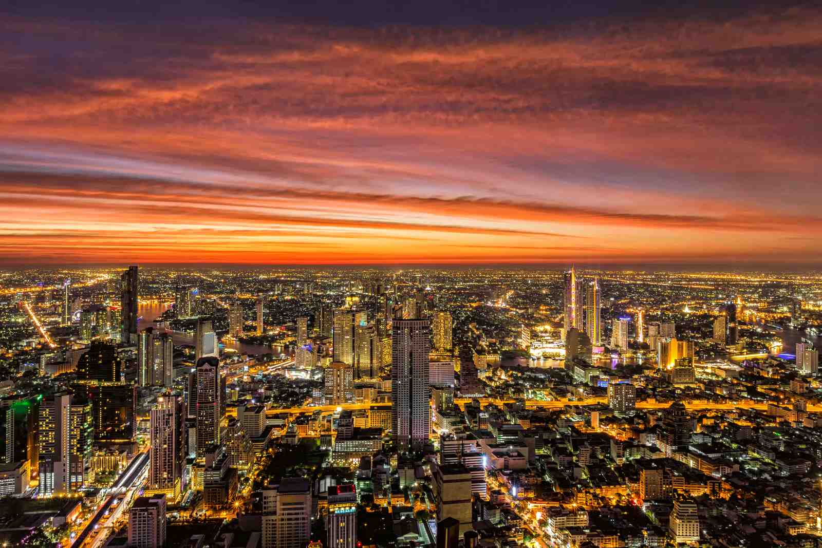 Vibrant Cityscape Sunset Wall Art