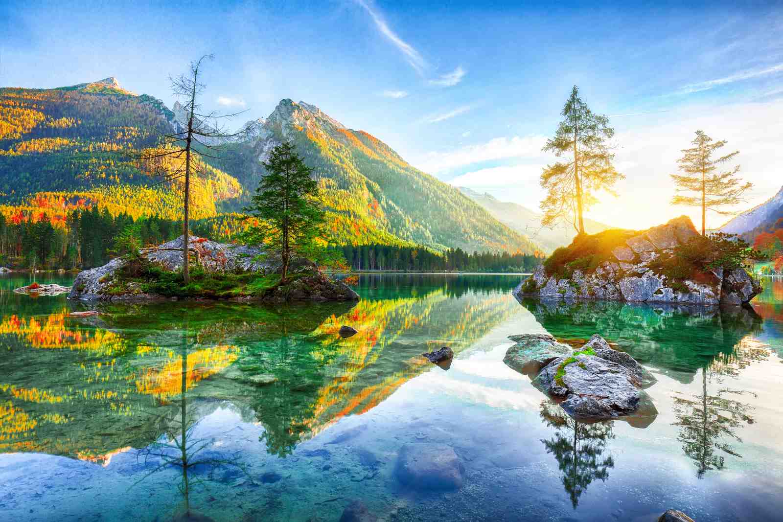 Autumn Lake Serenity Mountain Landscape Wall Art