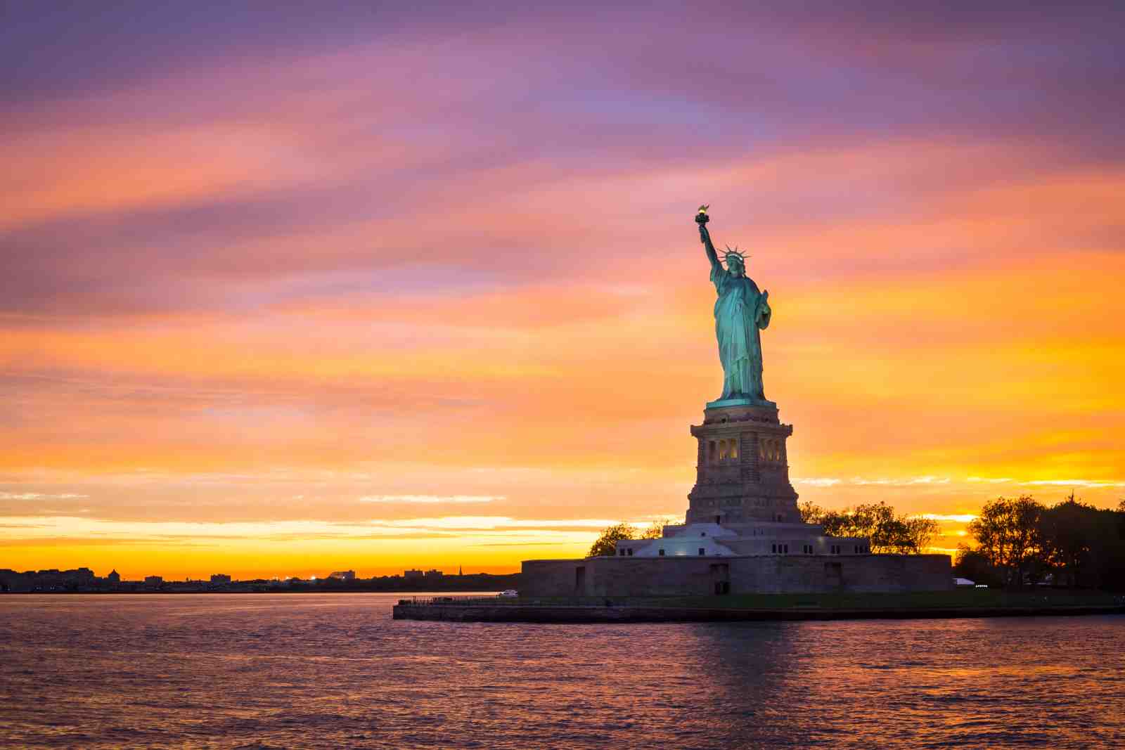 Statue of Liberty Sunset Wall Art