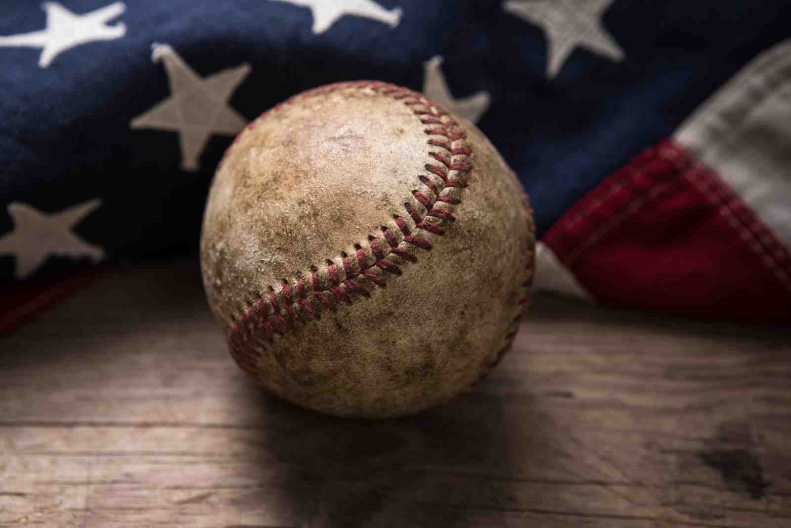 Vintage Baseball & USA Flag Wall Art