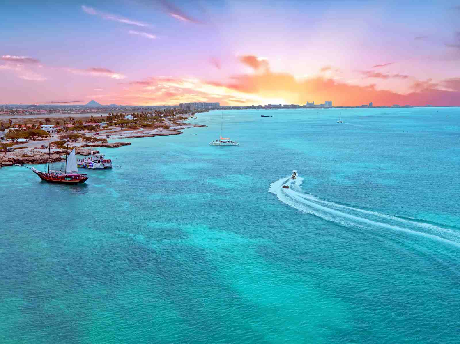 Tropical Sunset Sailboat & Jet Ski Wall Art