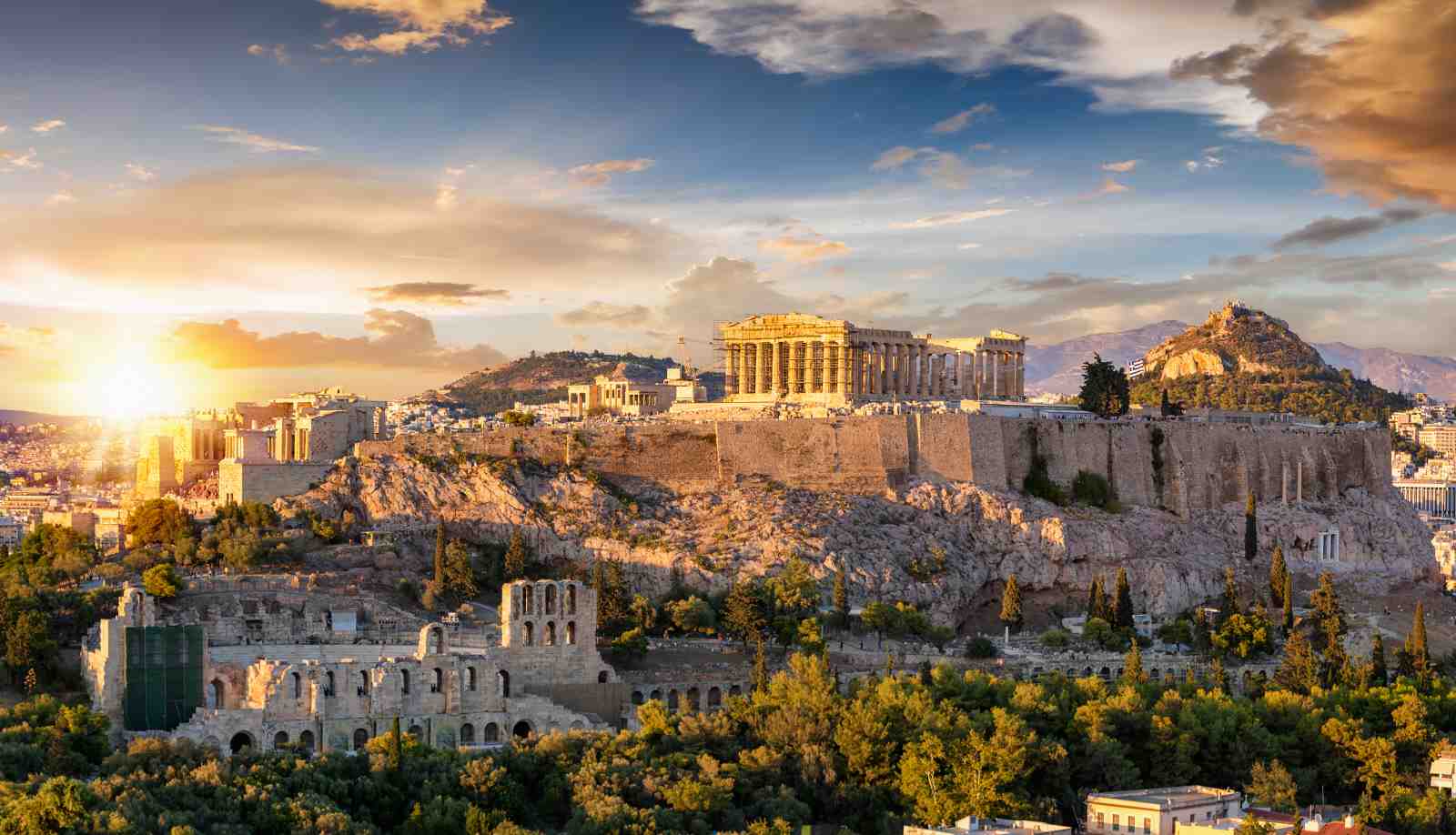 Acropolis Sunset Wall Art - Athens Landmark