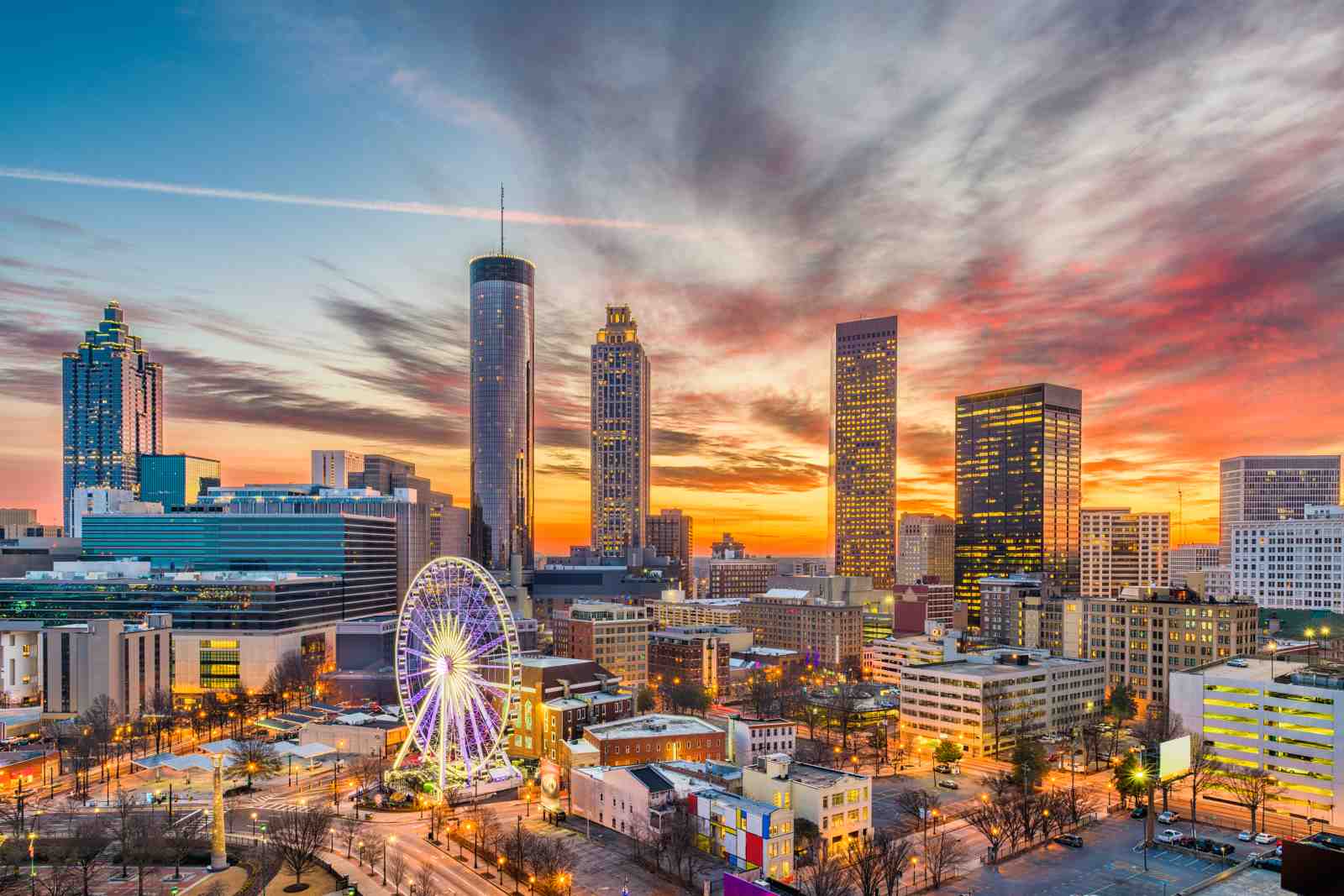 Atlanta Skyline Ferris Wheel Wall Art