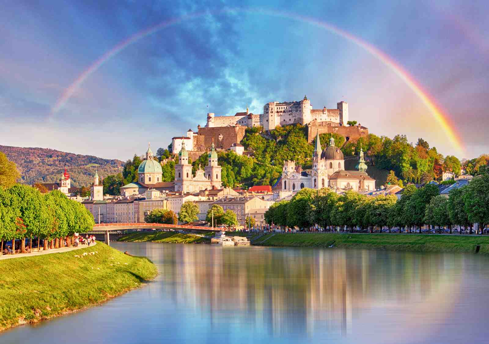 Rainbow Over Salzburg Castle Wall Art