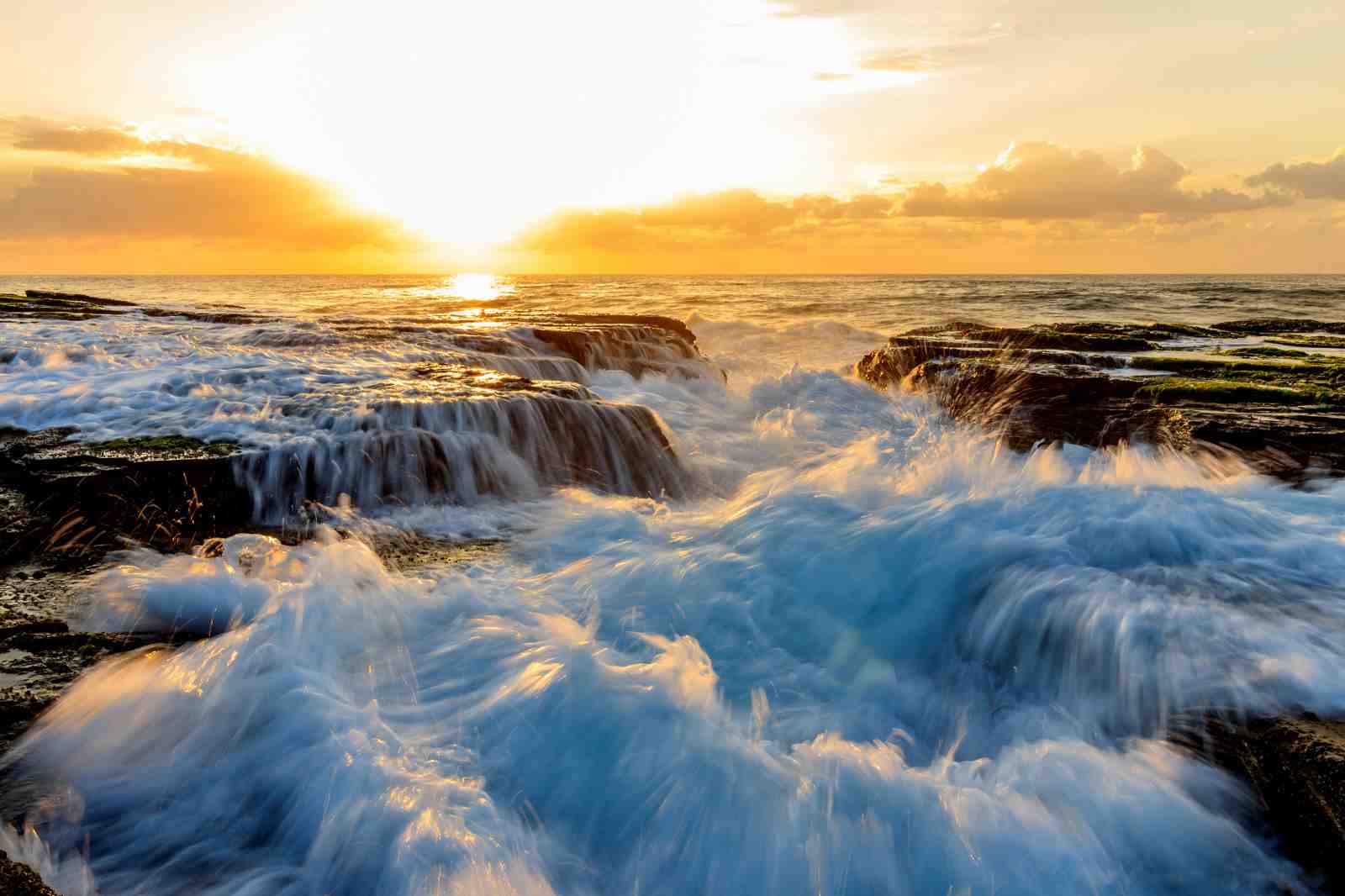 Ocean Sunset Waterfall Wall Art