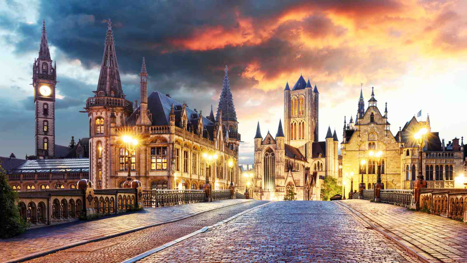 European Cityscape at Dusk Wall Art