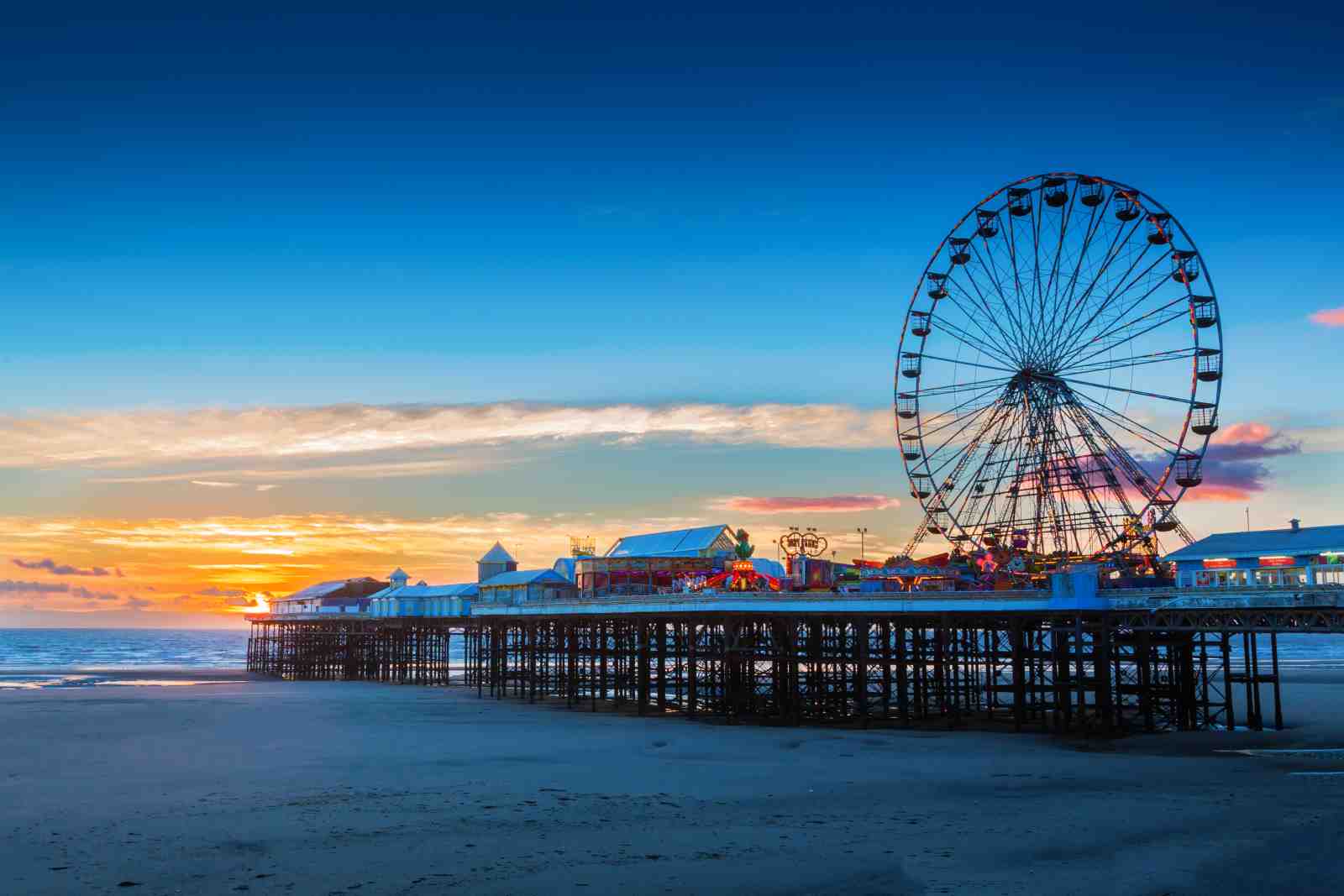Sunset Ferris Wheel Pier Wall Art