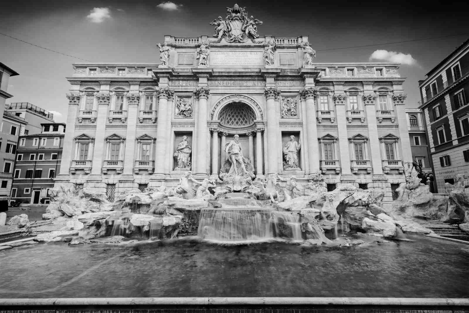 Trevi Fountain B&W Landmark Wall Art