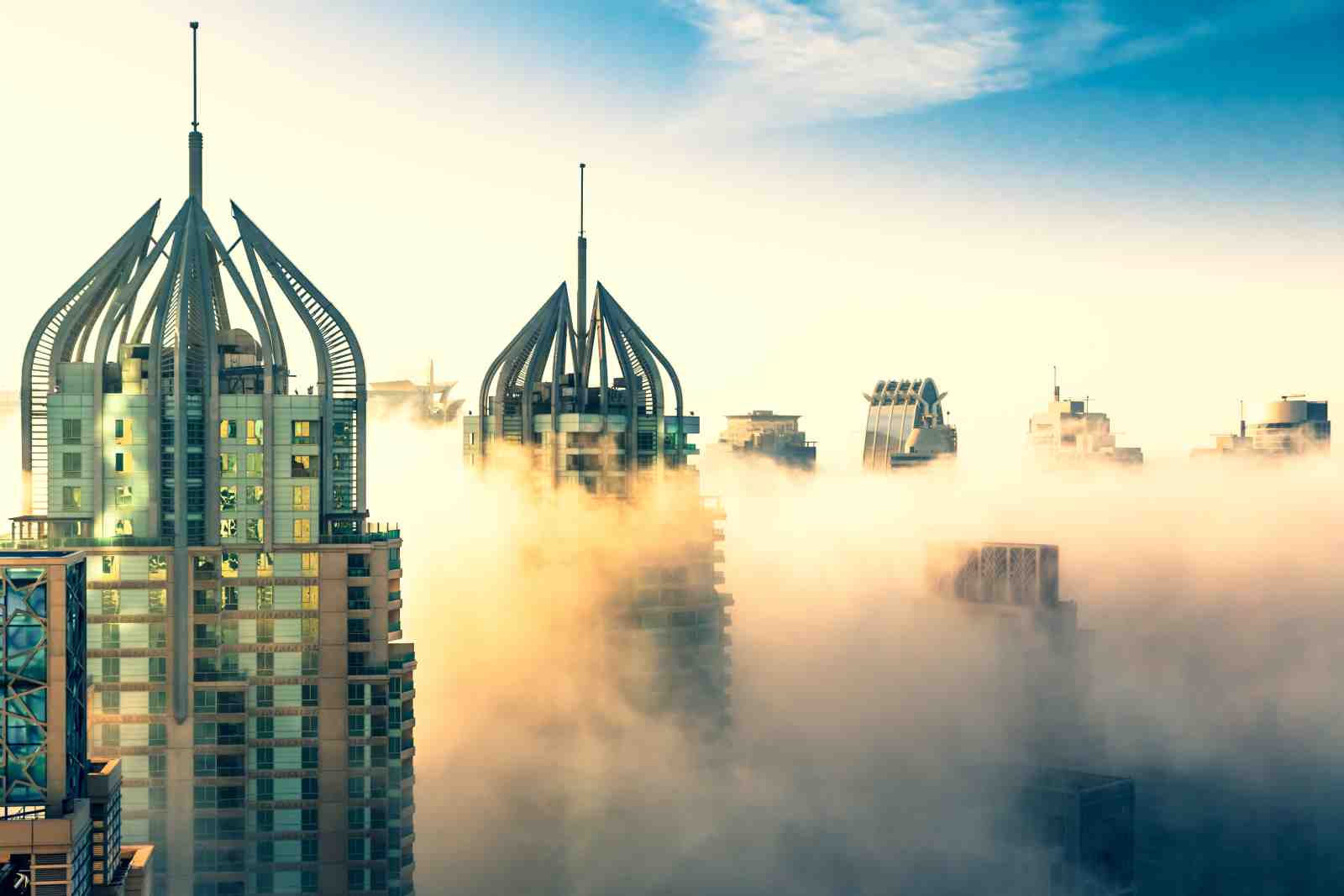 Misty Metropolis Skyline Wall Art