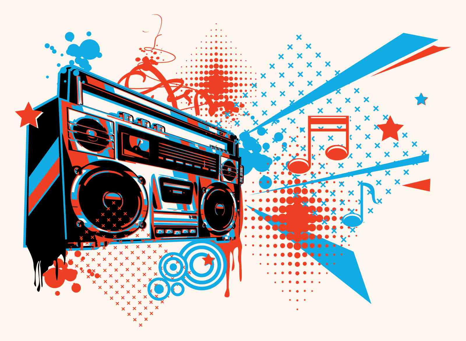 Retro Boombox Splash Wall Art