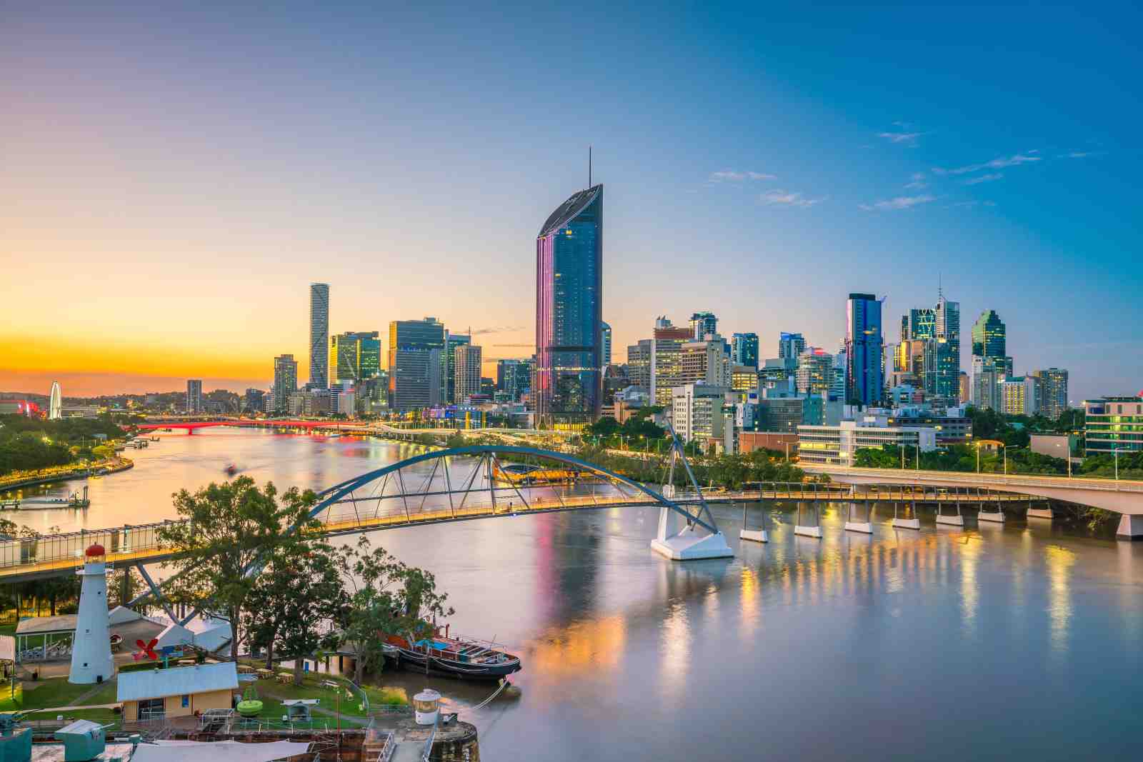 Brisbane Cityscape Sunset River Wall Art