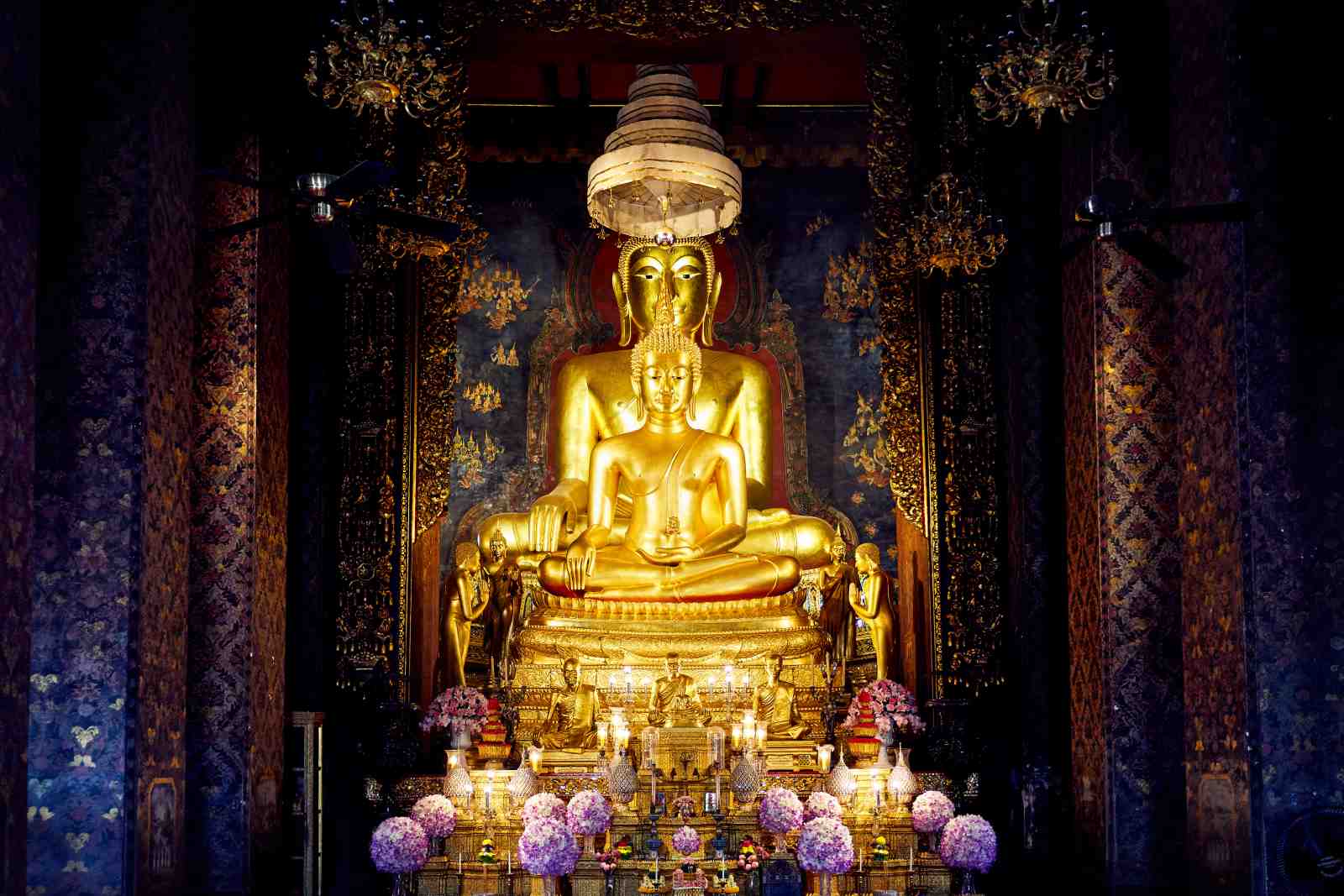 Serene Golden Buddha Temple Wall Art