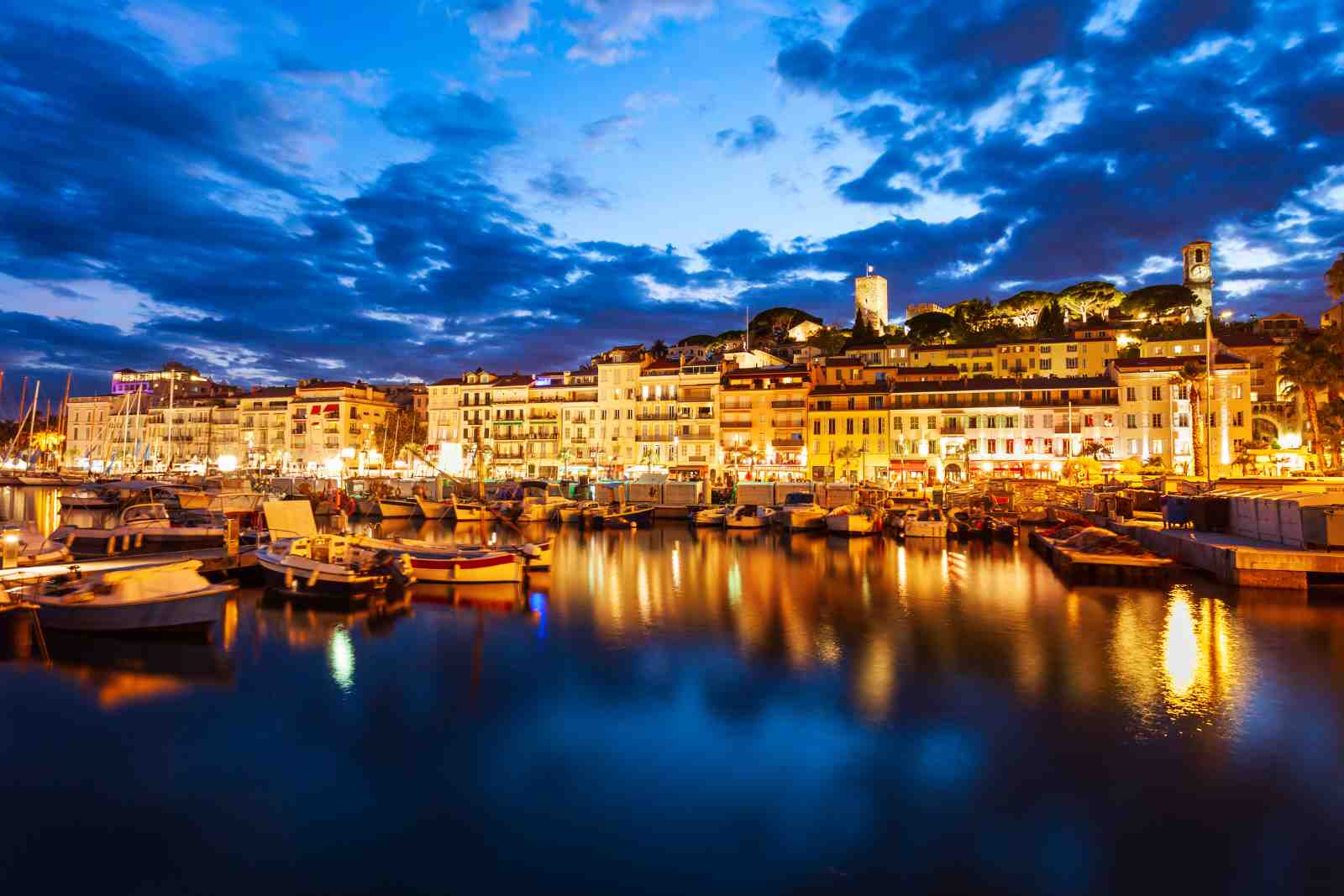 French Riviera Harbor Twilight Wall Art
