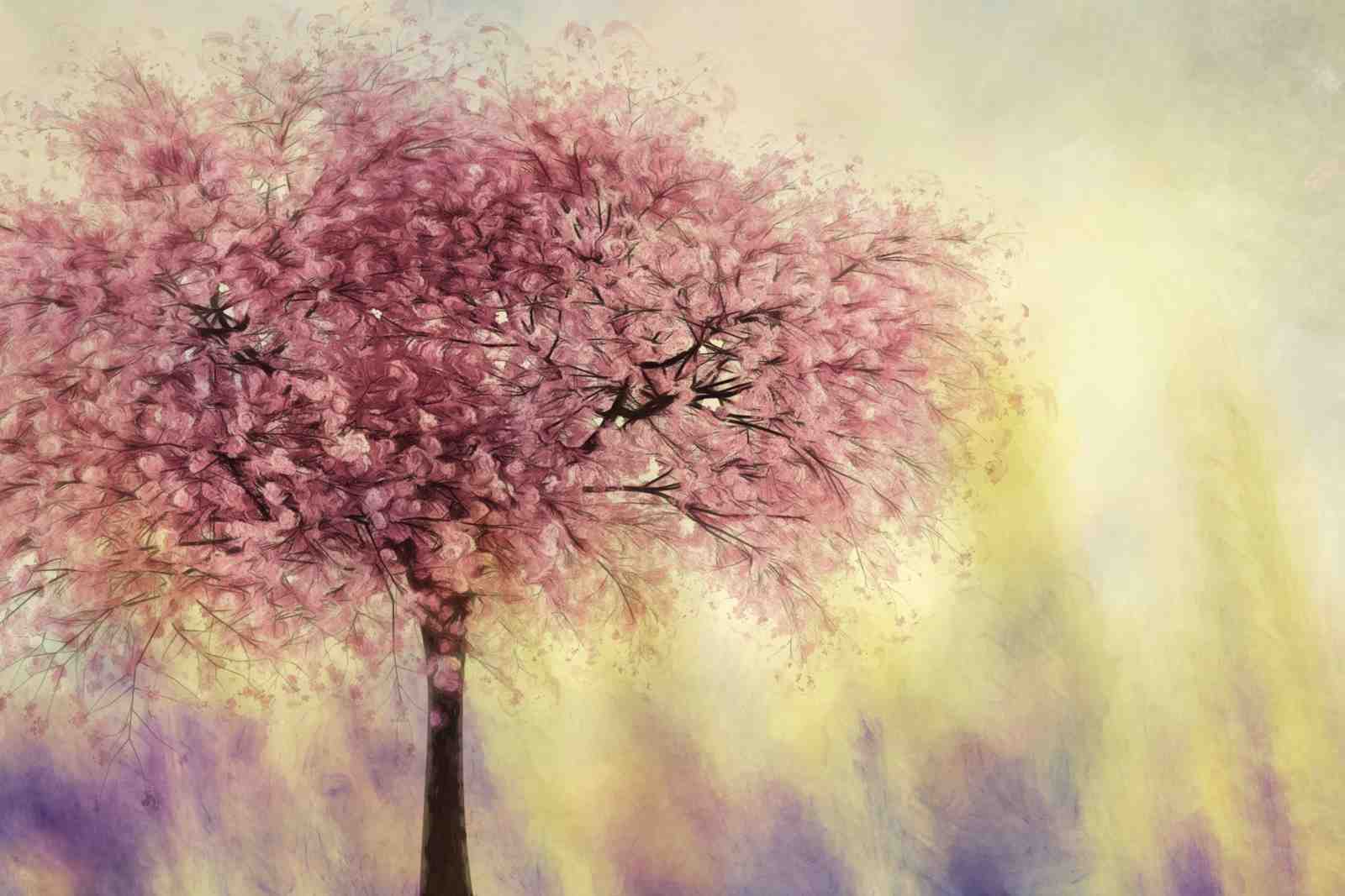 Blossoming Pink Tree Art Wall Art