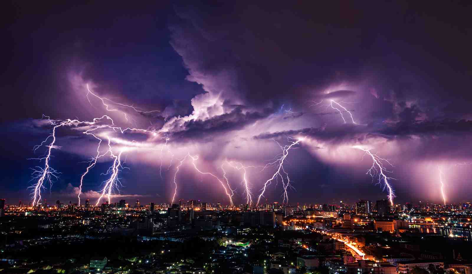 Electric Cityscape Lightning Wall Art