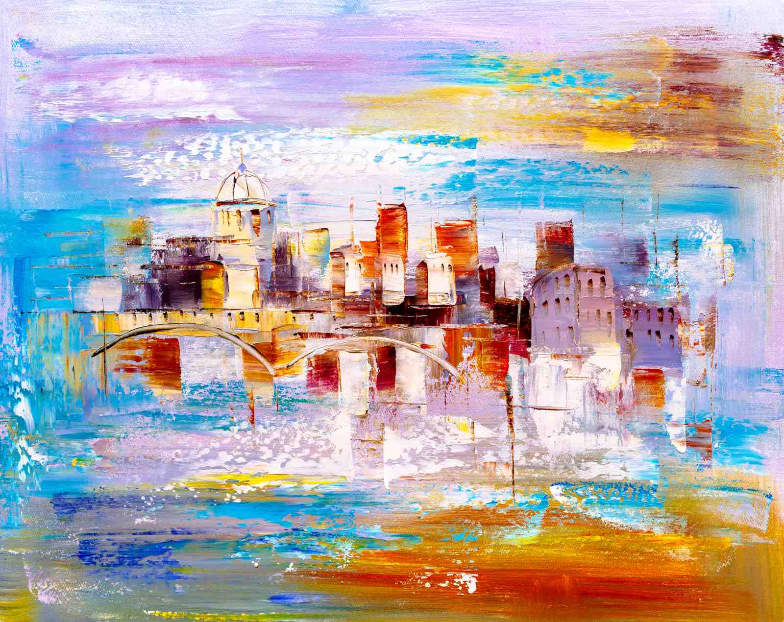 Vibrant Cityscape Abstract Wall Art