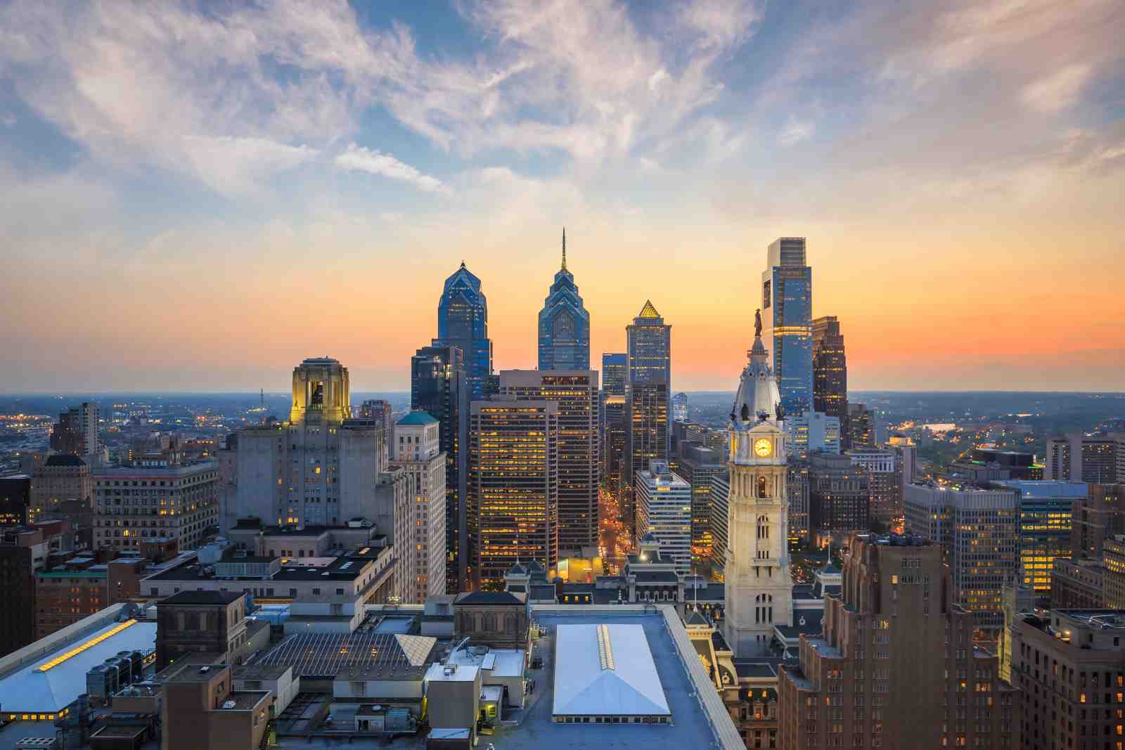 Philadelphia Skyline Sunset Wall Art