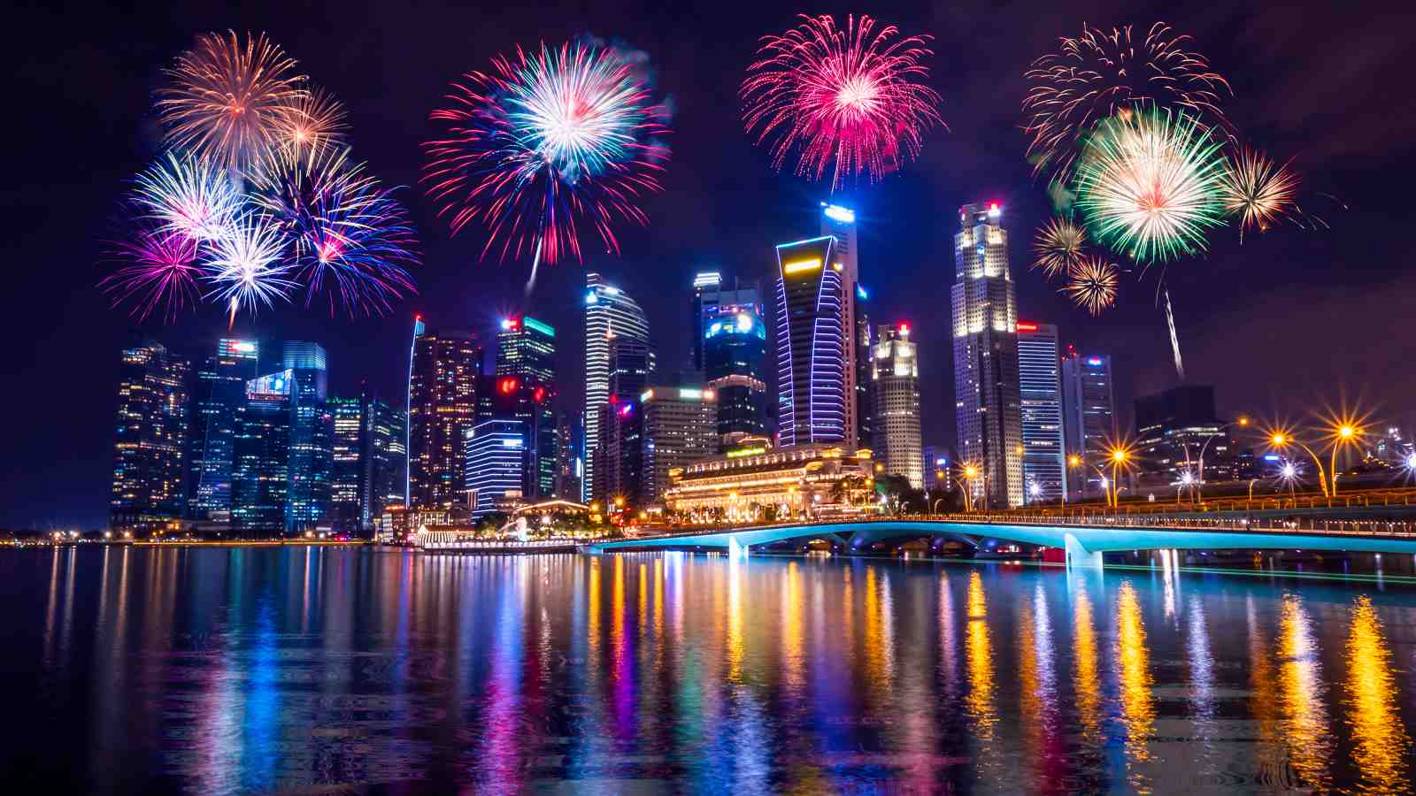 Vibrant City Fireworks Wall Art