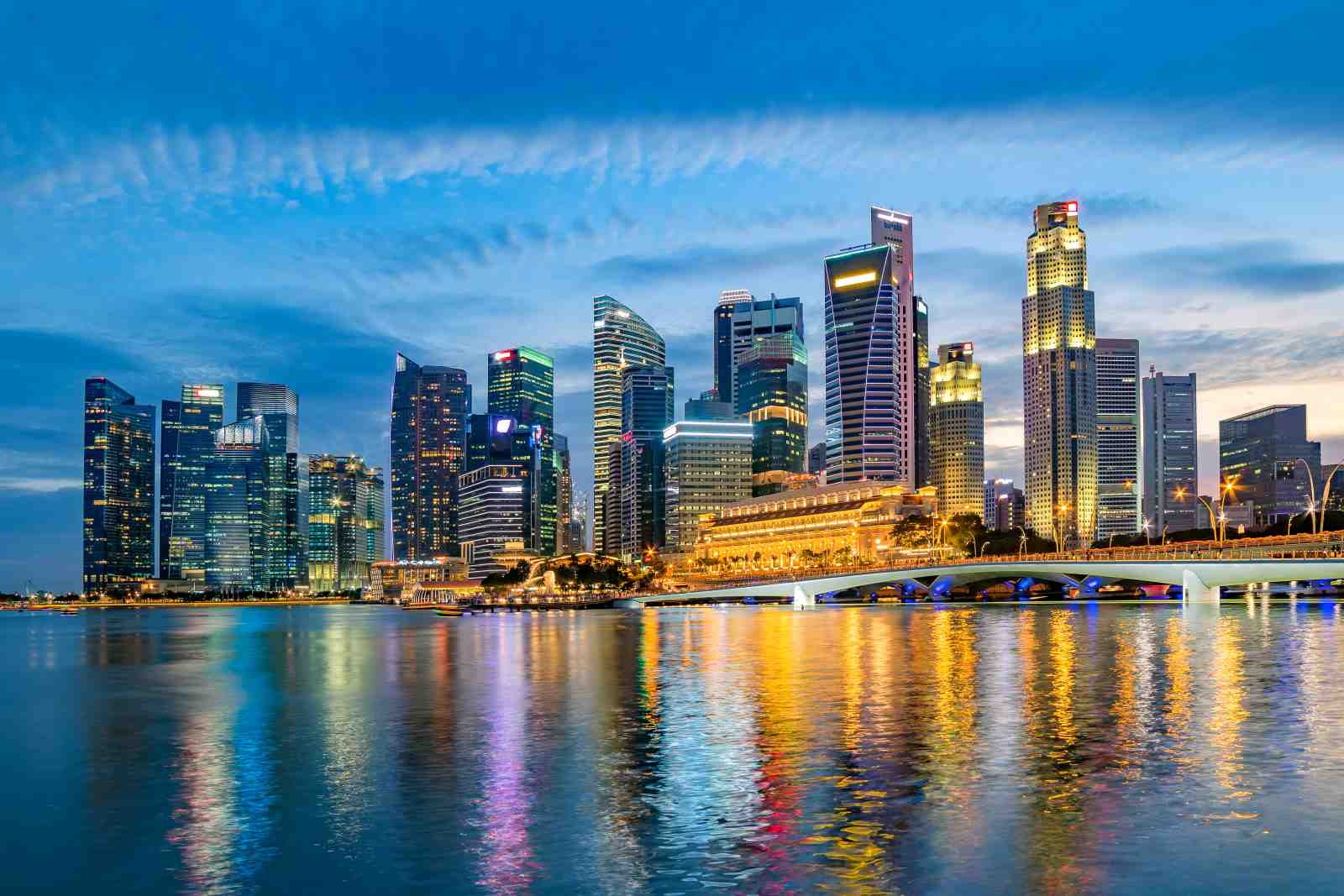 Vibrant Singapore Skyline at Dusk Wall Art