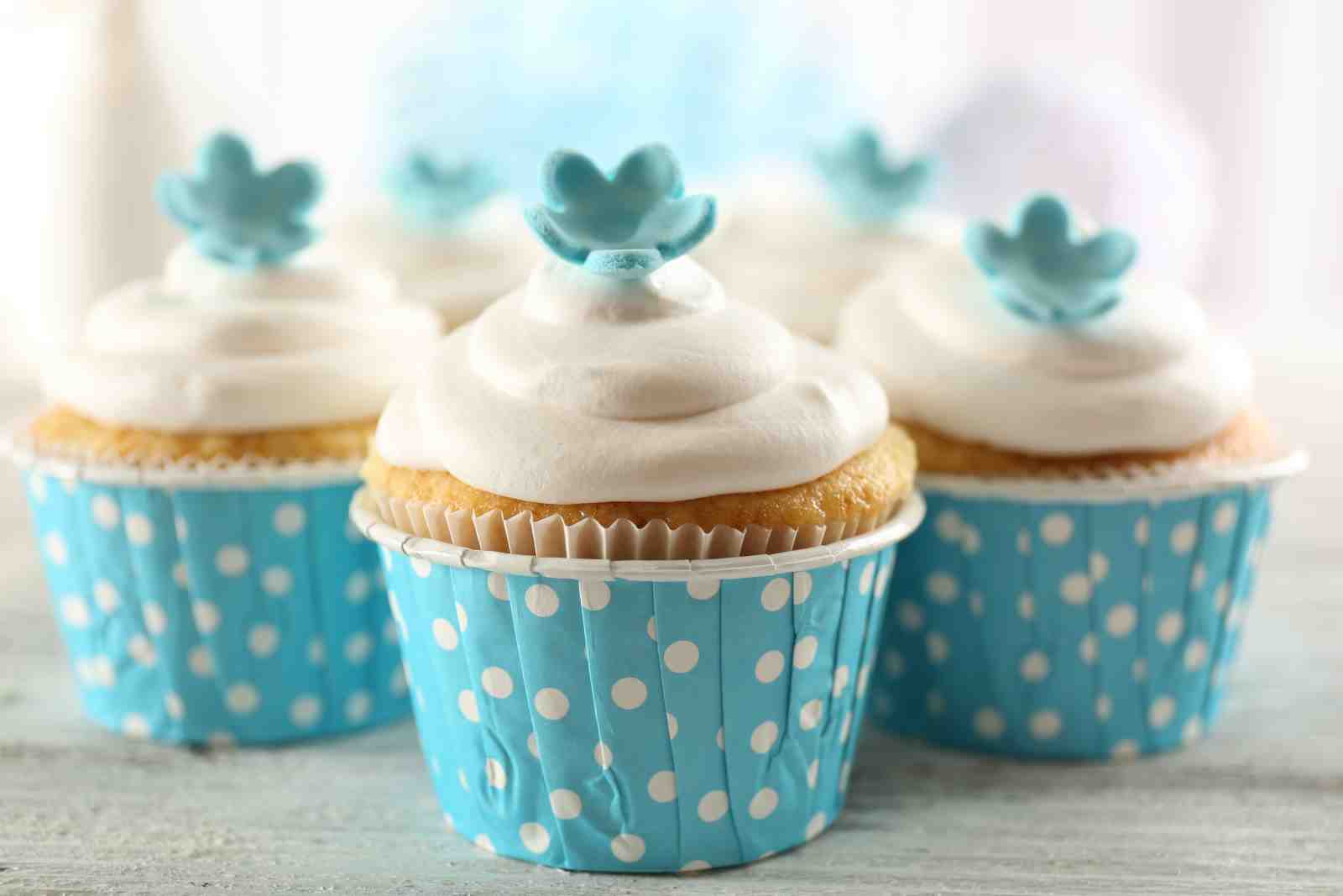 Sweet Blue Polka Dot Cupcakes Wall Art