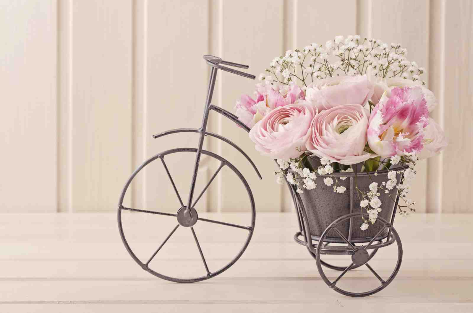 Pink Floral Bicycle Wall Art Wall Art