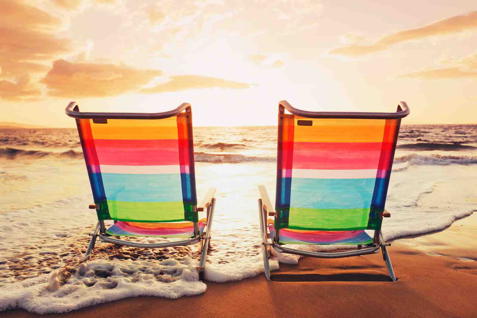 Sunset Beach Chairs Tropical Vibes Wall Art