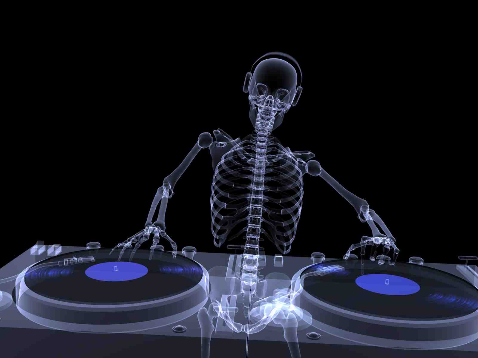 X-Ray DJ Skeleton Headphones Wall Art
