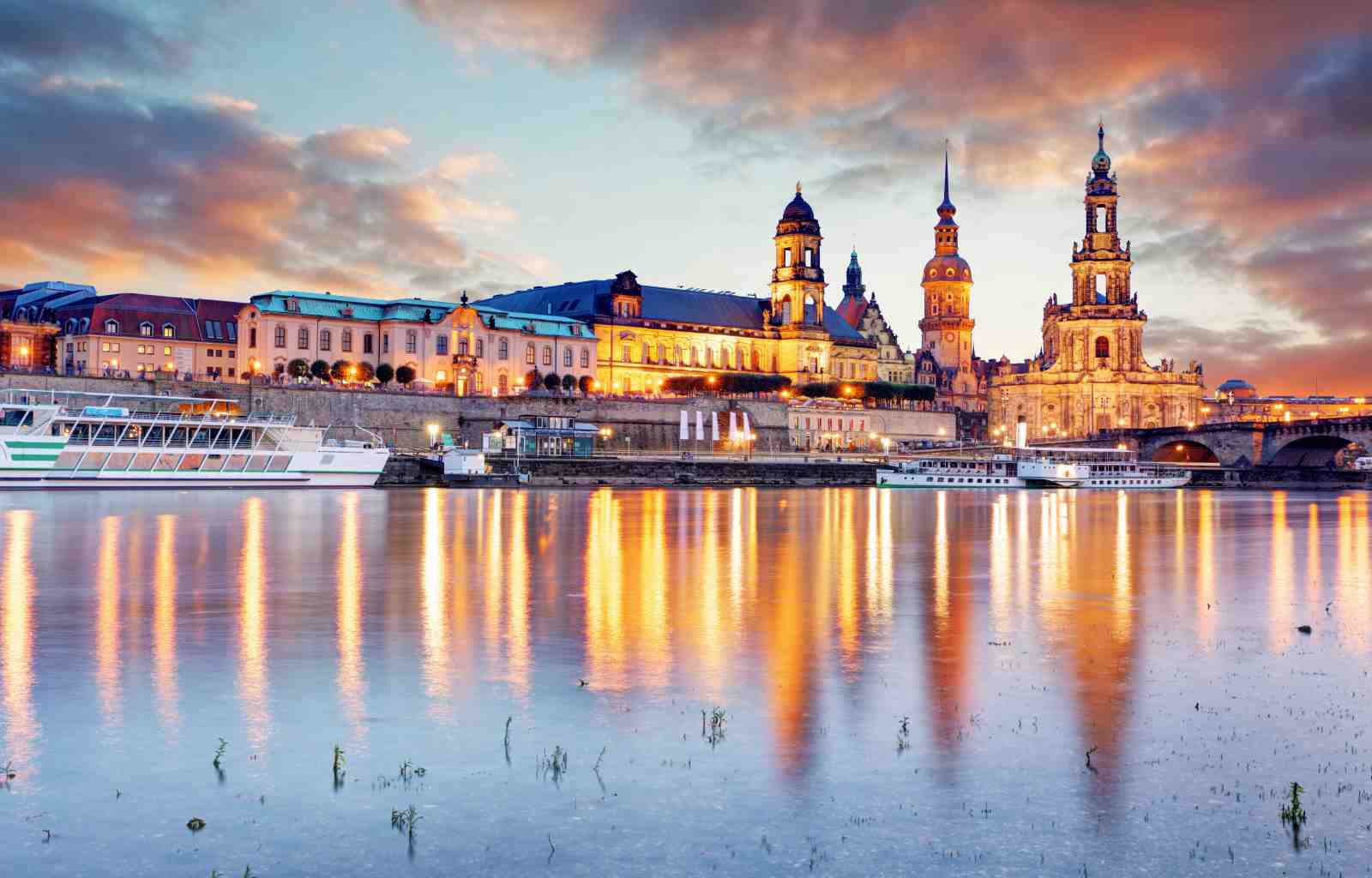 Dresden Skyline Elbe River Sunset Wall Art
