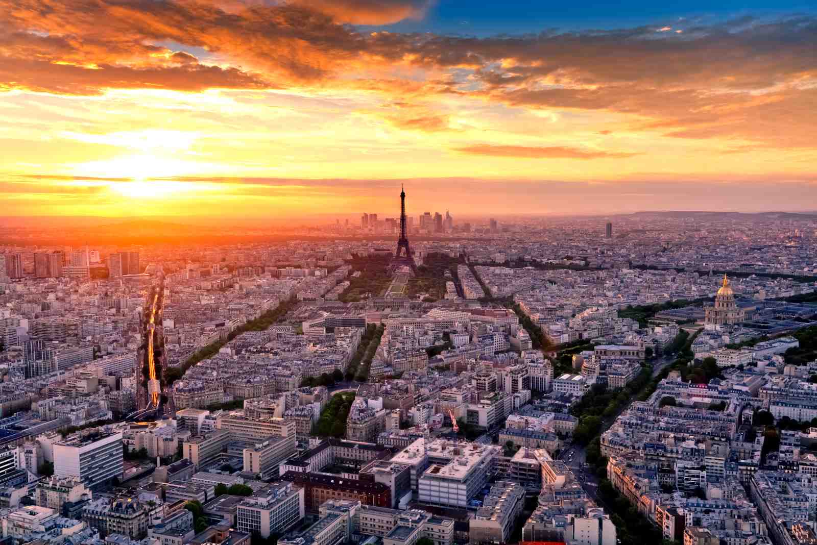 Paris Eiffel Tower Sunset Cityscape Wall Art