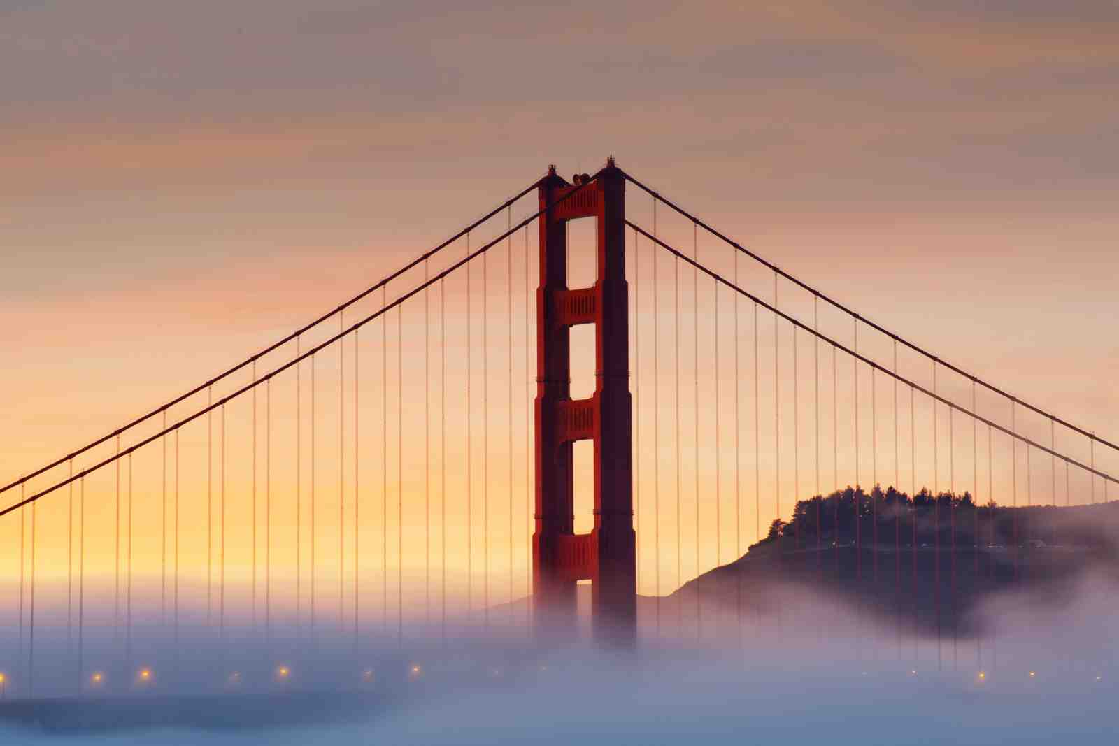 Golden Gate Bridge Foggy Sunrise Wall Art