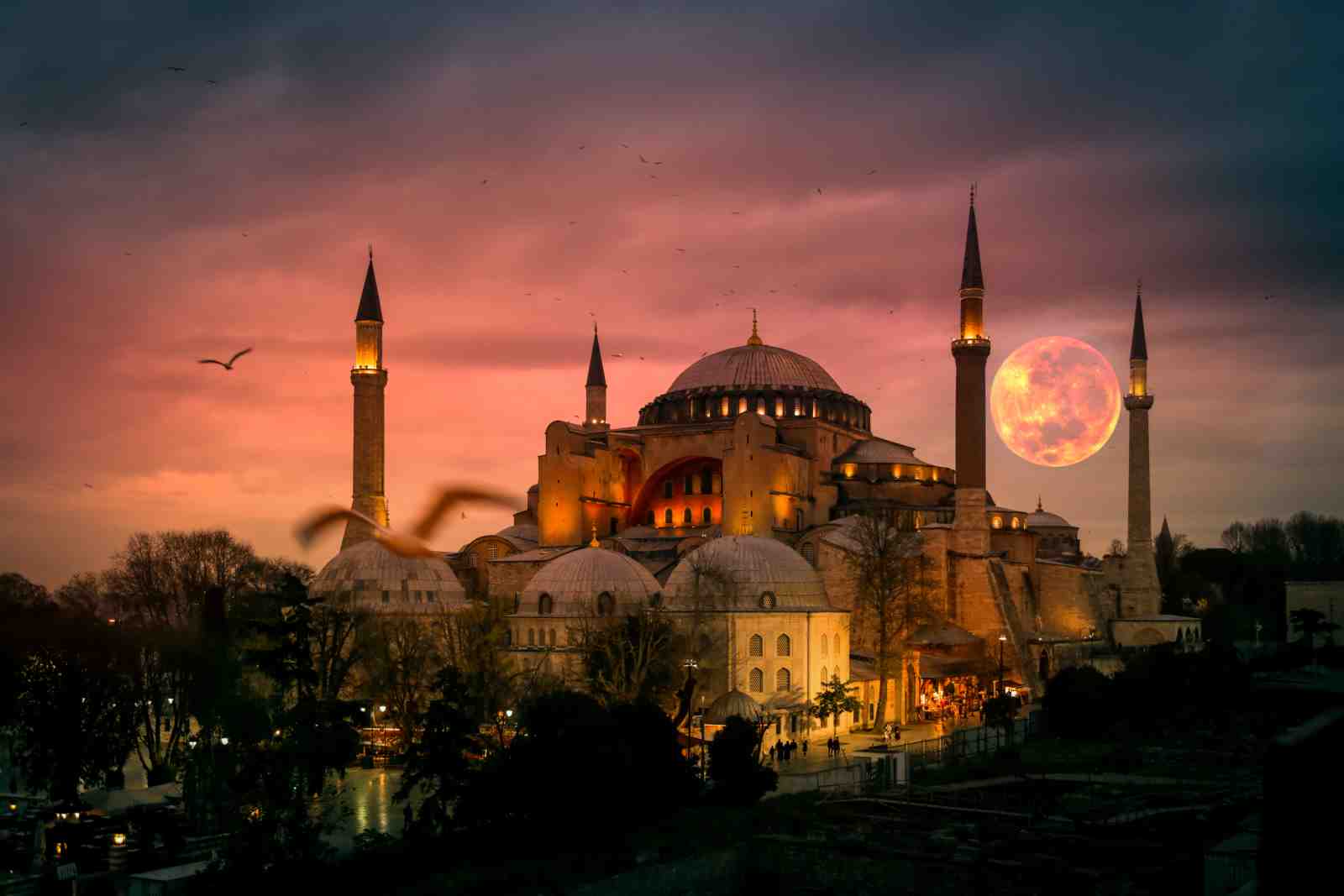 Hagia Sophia Dusk Moon Wall Art