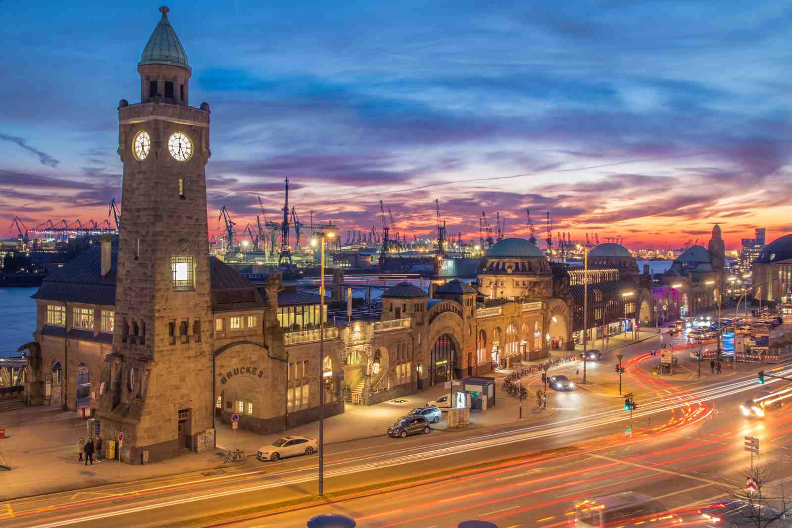 Hamburg Harbour at Dusk Wall Art
