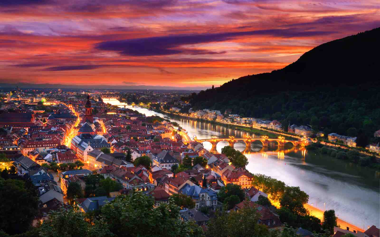 Romantic Heidelberg Sunset Cityscape Wall Art