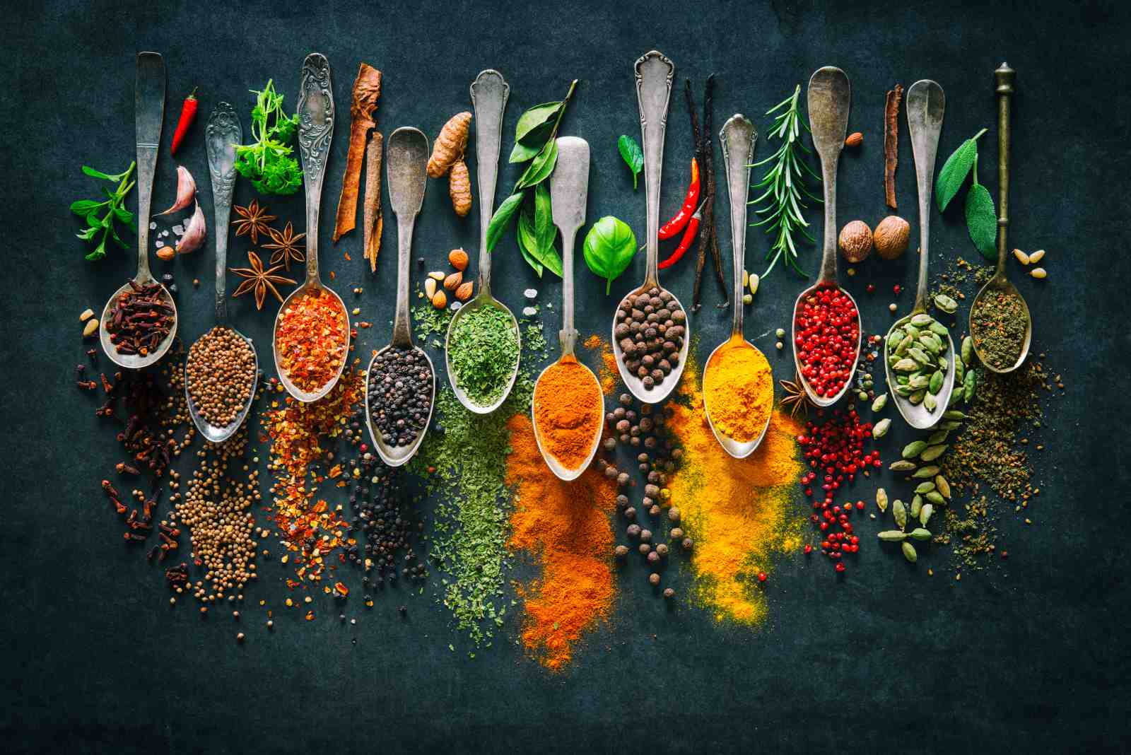 Vibrant Spices on Spoons Wall Art