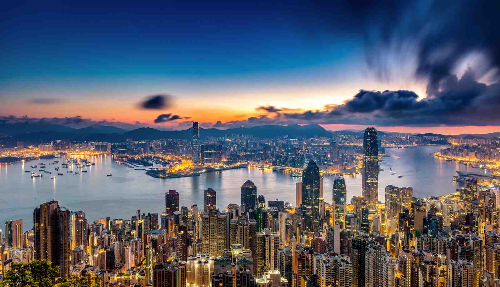 Hong Kong Skyline Dusk Wall Art