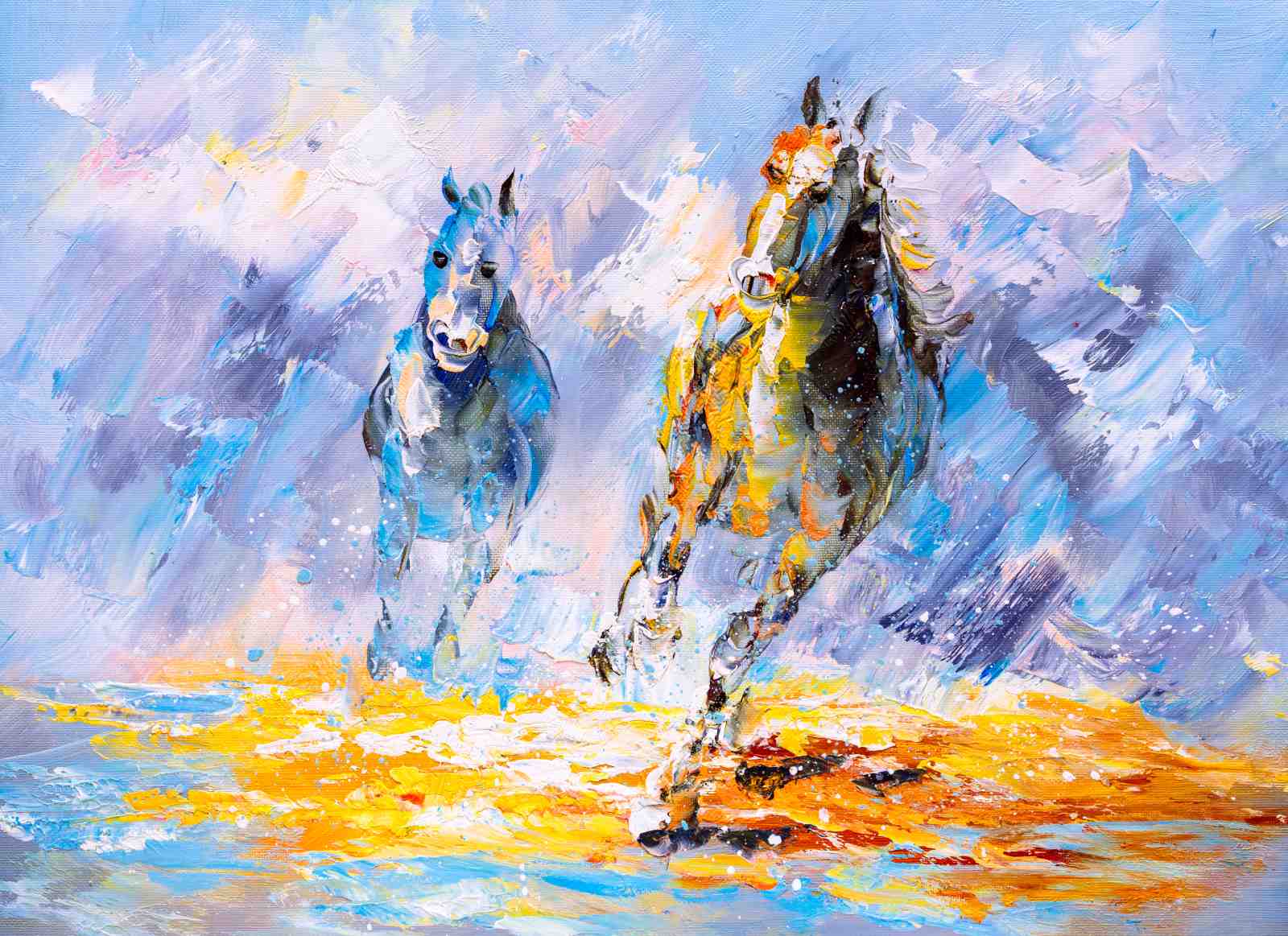 Majestic Galloping Horses Impressionist Wall Art